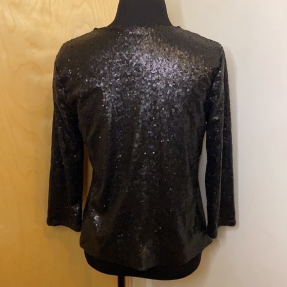 Design History Black Sequins Open Front Jacket Size Small 4/4 Sleeves - Picture 6 of 11